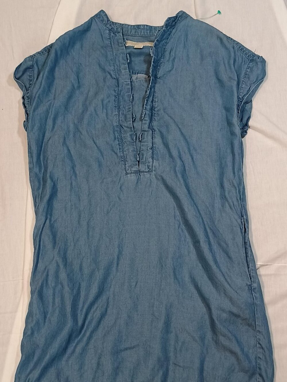 Michael Kors/Tunic Dress/Womens S/Blue Chambray Denim Cap Sleeve Casual Chic Min